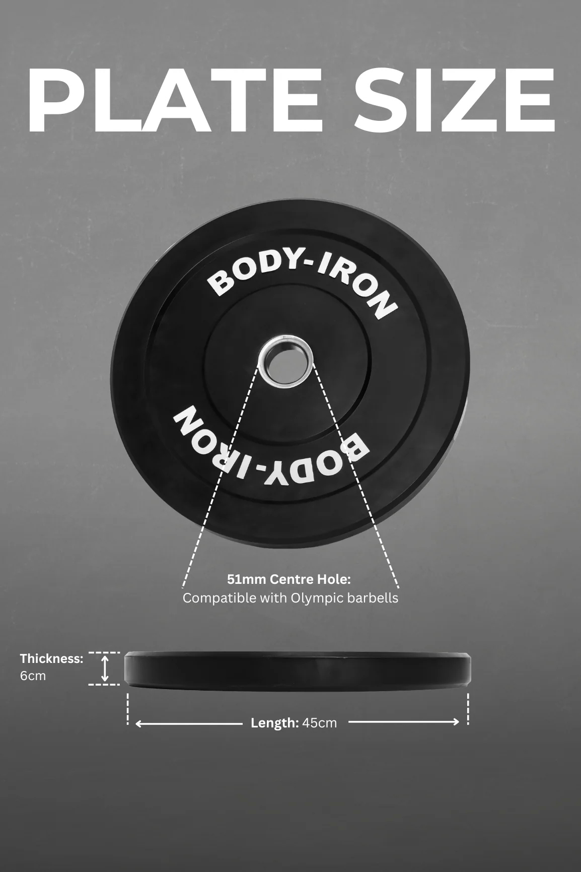 BodyIron® 15kg Pro Bumper Plate Black Pair - Image 4