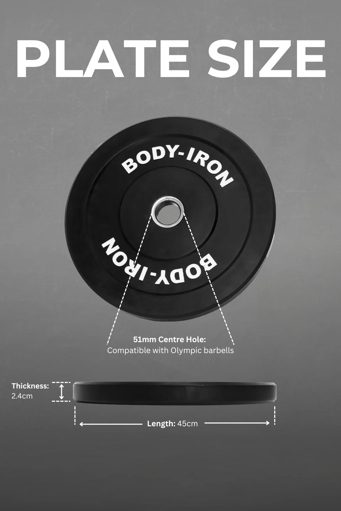 BodyIron® 5kg Pro Bumper Plate Black Pair - Image 4
