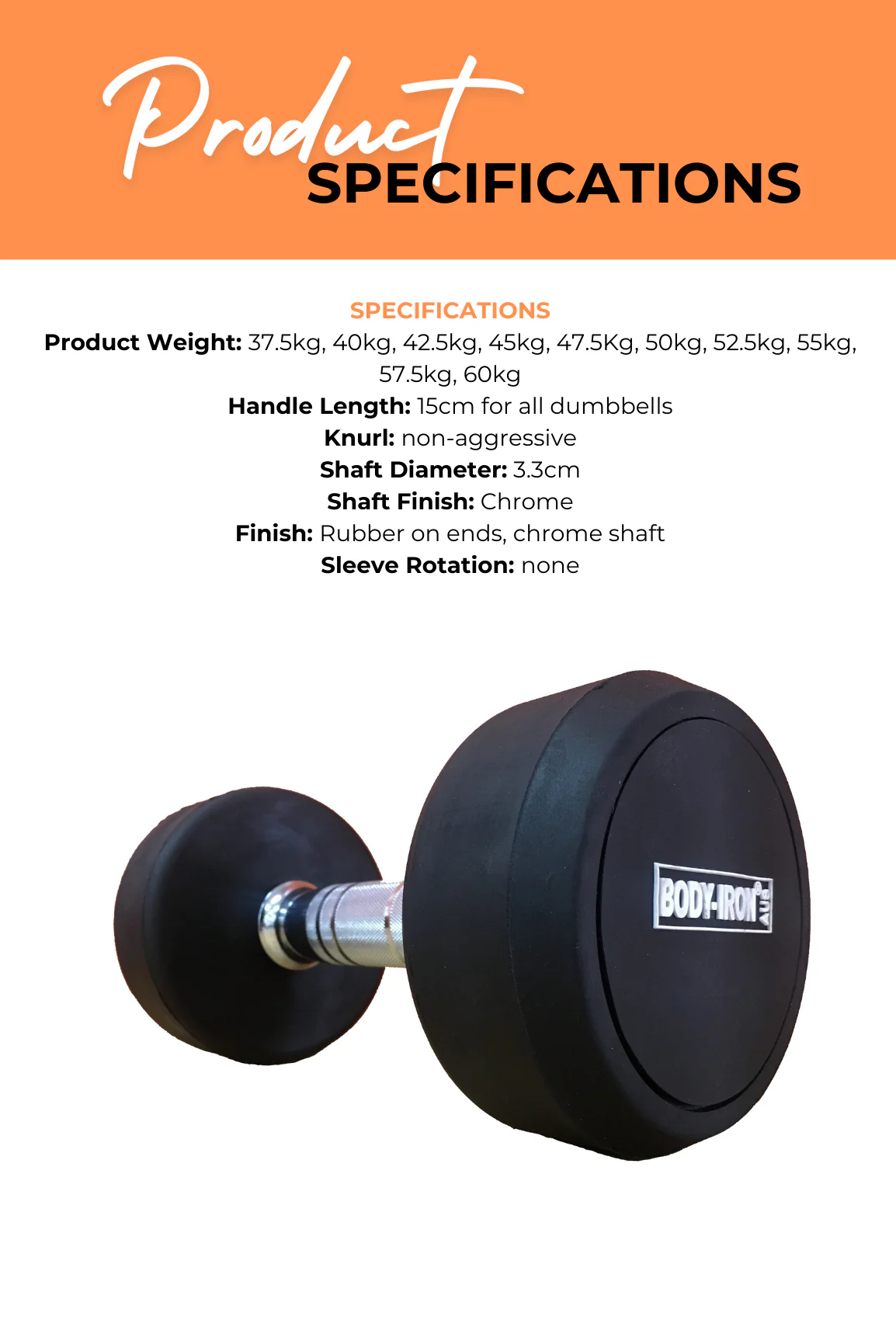 BodyIron® 975kg Commercial Rubber Dumbbell Set with Optional Rack - Image 4
