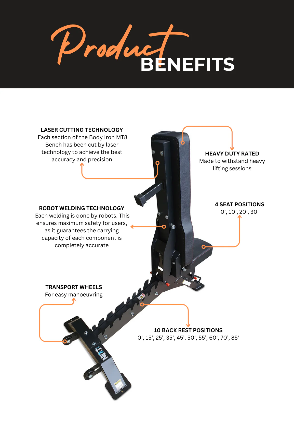 BodyIron® Adjustable Bench MT8 - Image 3