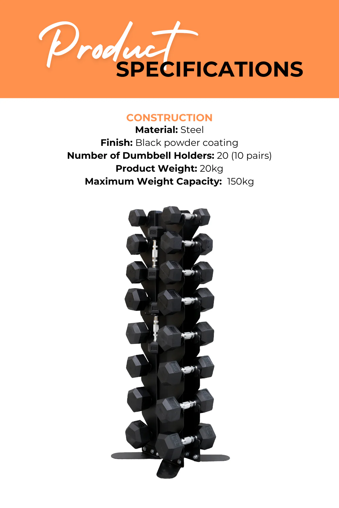BodyIron® Commercial Vertical Hex Dumbbell Rack 10 Pairs - Image 4