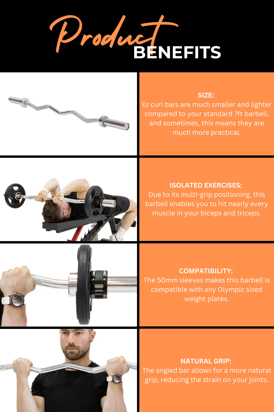 BodyIron® Commercial Olympic Ez Curl Bar - Image 4