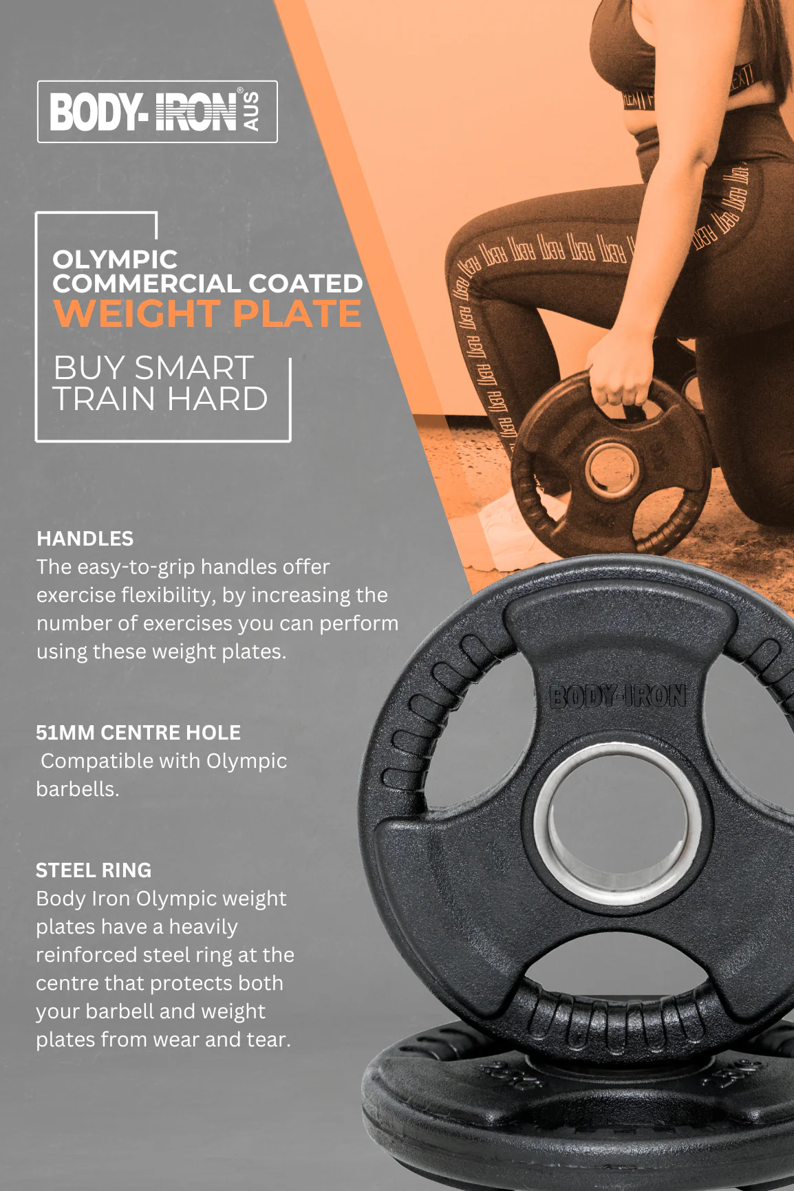 BodyIron® Olympic Commercial Coated Weight Plate 1.25kg (Pack Of 4 Singles) - Image 4