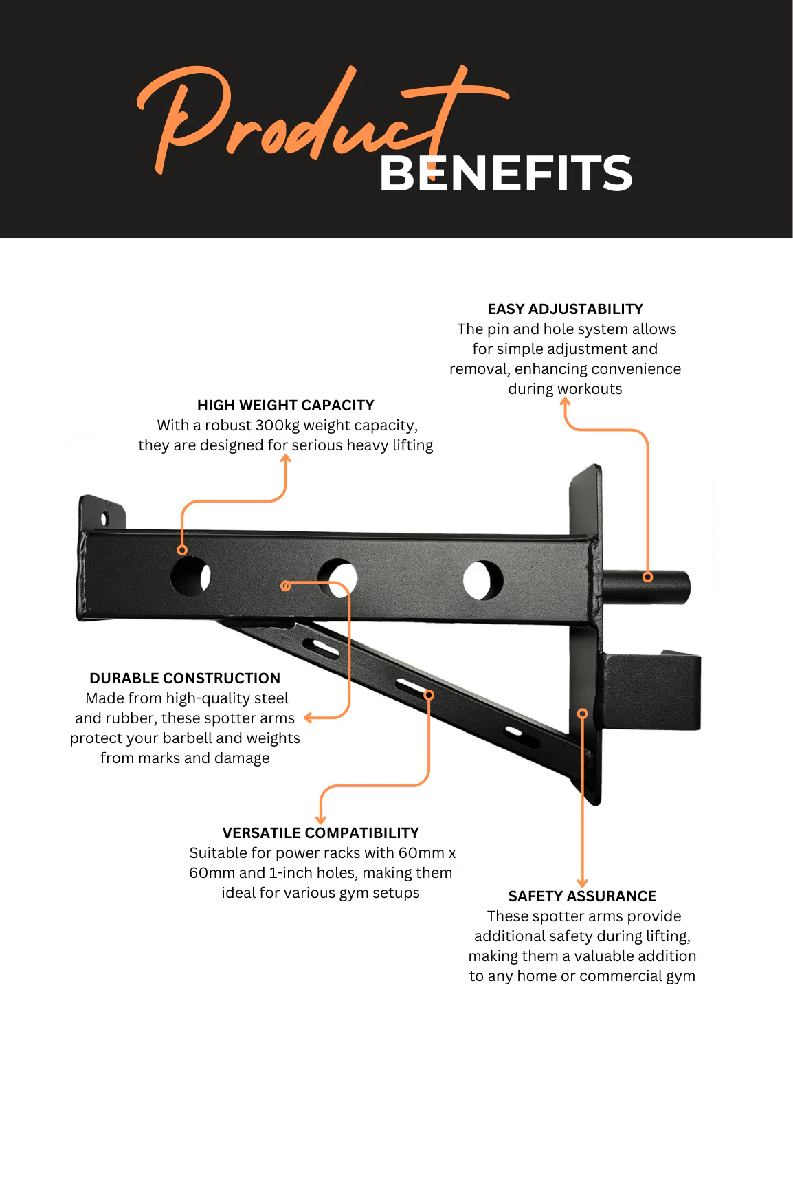 BodyIron® Spotter Arm 60mm X 60mm Pair - Image 3