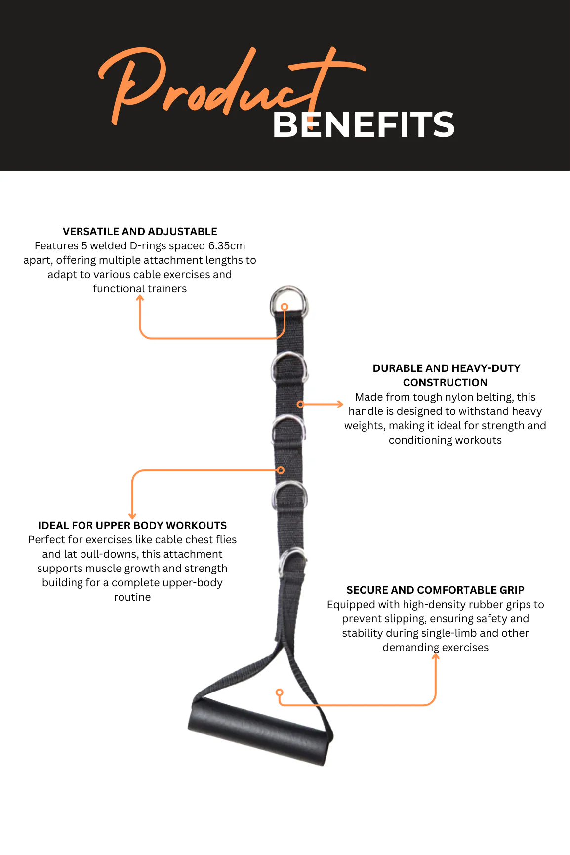 Bodycraft Single Padded Handle Strap Cable Attachment - Image 3