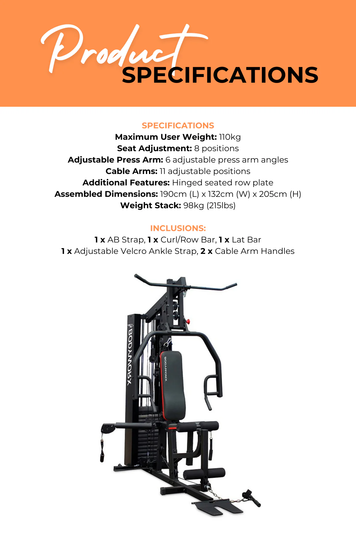 Bodyworx Multi Station Cable Arm Home Gym LBX950CAG - Image 4