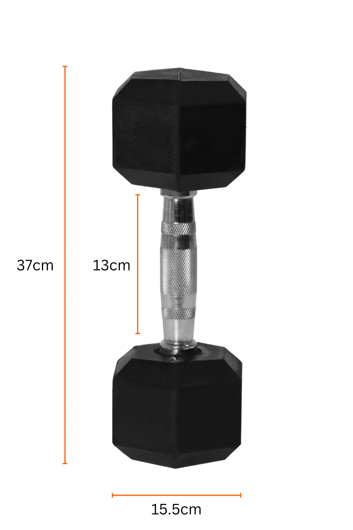 25kg BodyIron® Commercial Rubber Hex Dumbbell Pair - Image 5