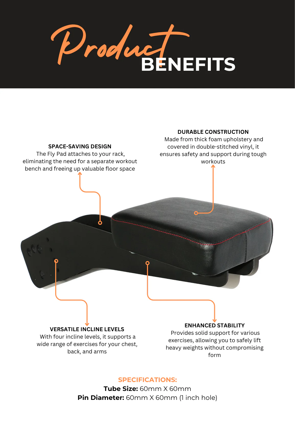 BodyIron® Fly Pad Attachment 60mm x 60mm - Image 3