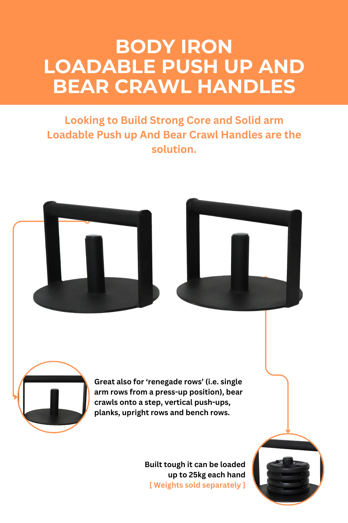 BodyIron® Loadable Paralette Push up And Bear Crawl Handles - Image 4