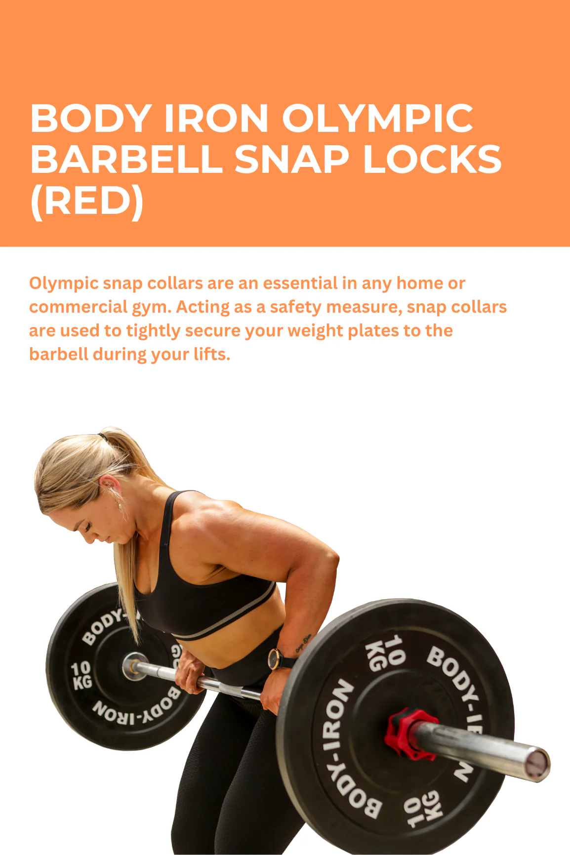 BodyIron® Olympic Barbell Snap Locks (Red) - Image 2